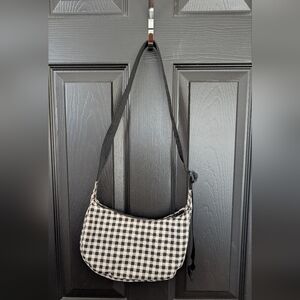 BAGGU small nylon crescent bag black & white gingham